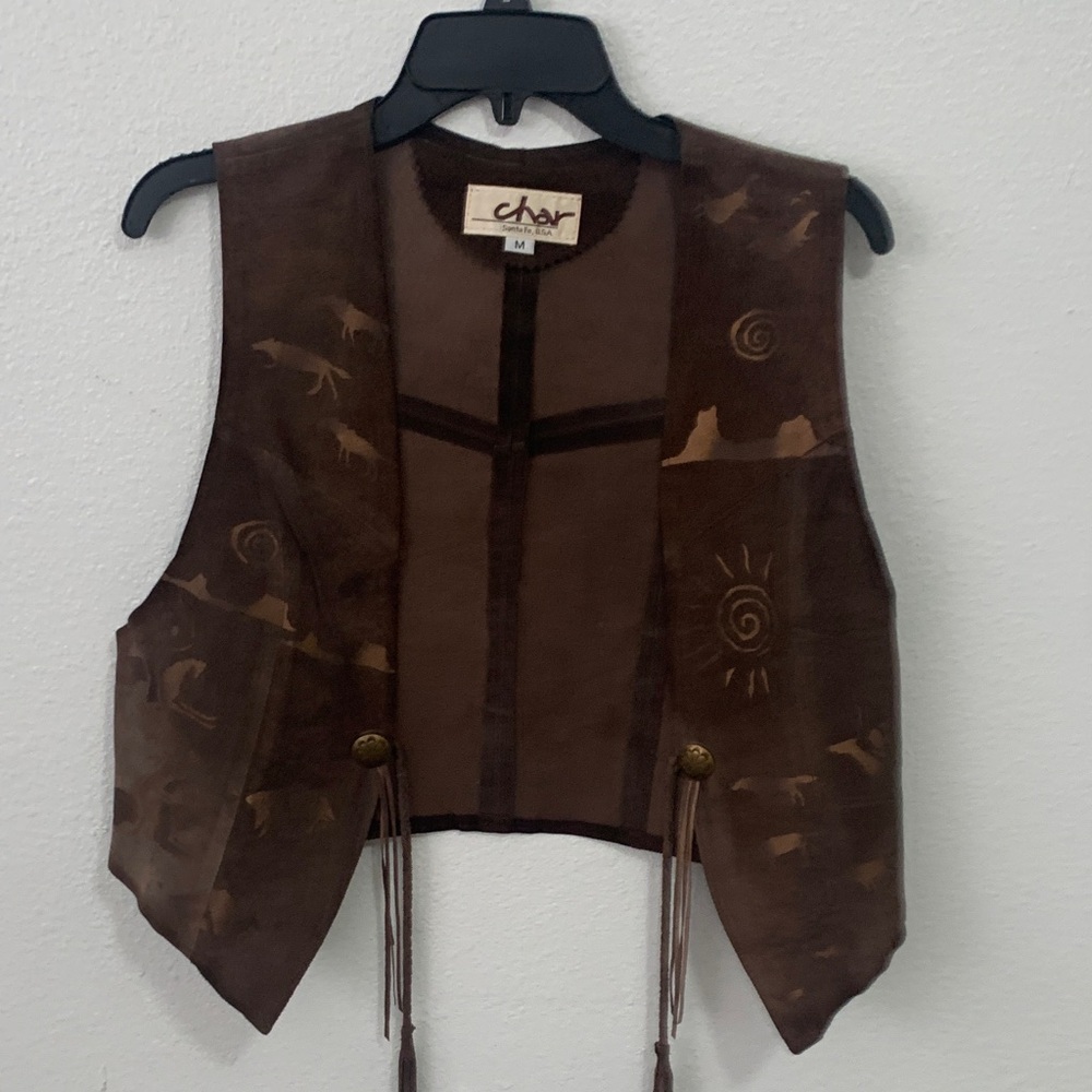 Char Suede Western Embroidered Brown Vest